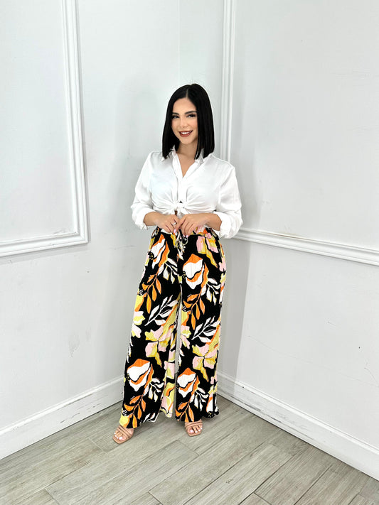 Wide Leg Pants Flowered