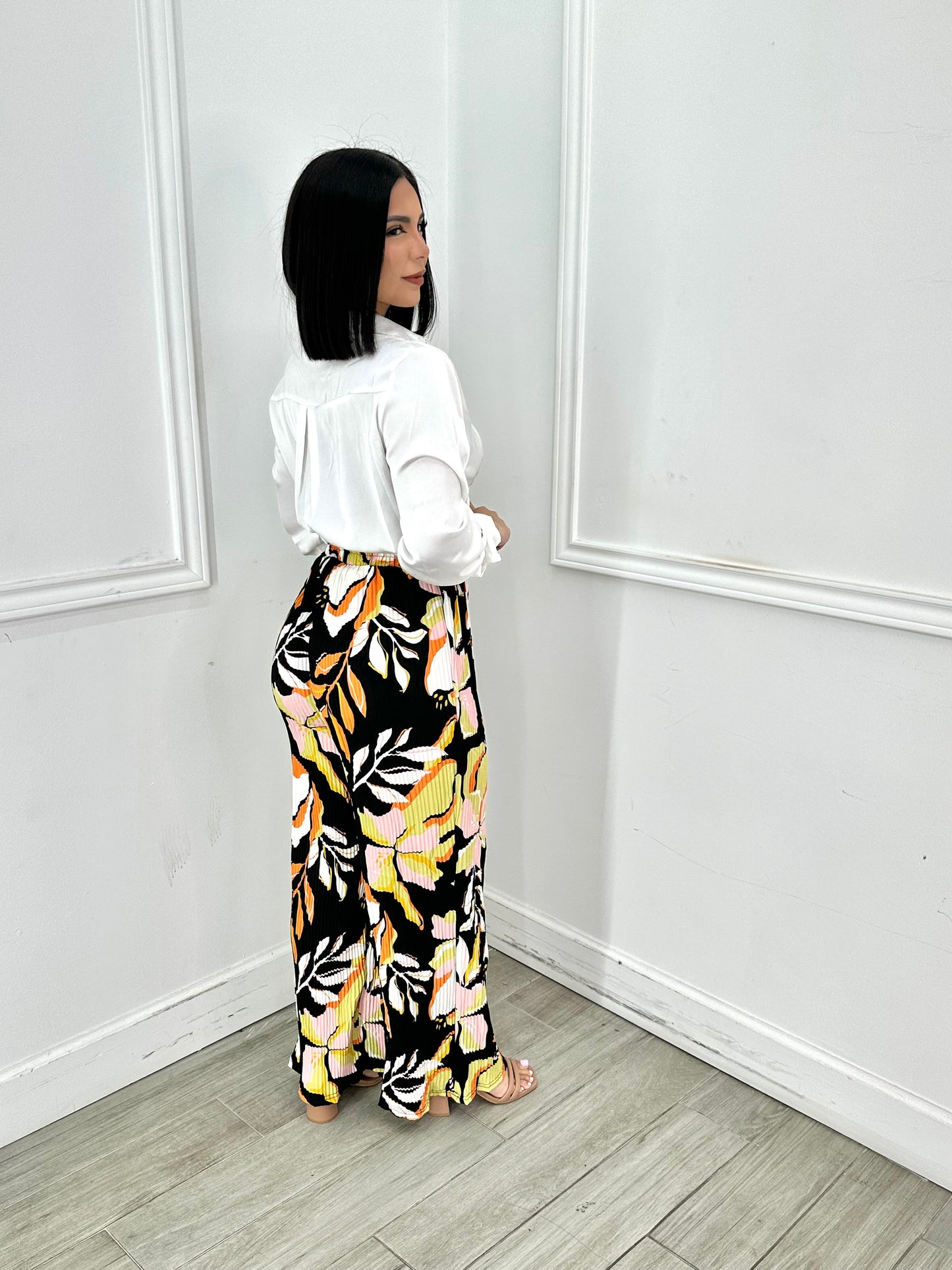 Wide Leg Pants Flowered