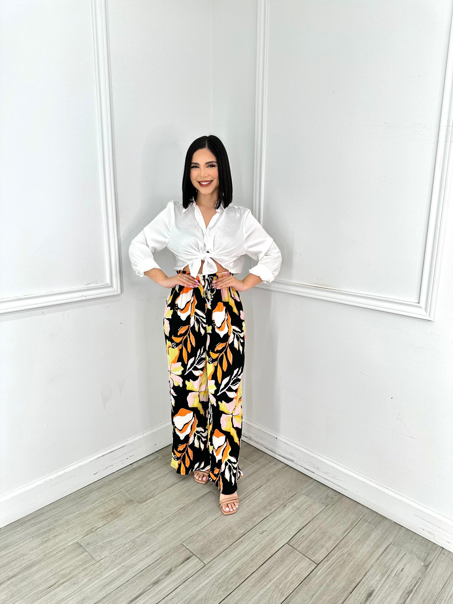 Wide Leg Pants Flowered